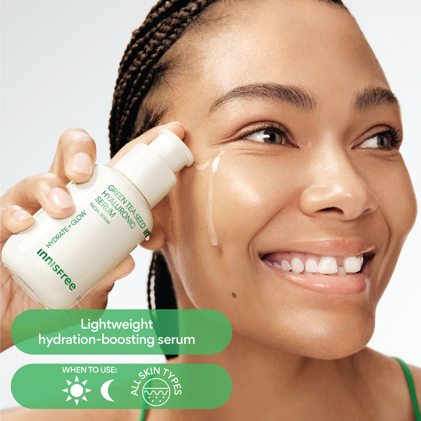 INNISFREE Green Tea Seed Hyaluronic Serum (Yeşil Çay Tohumu Nemlendirici Serum, Vegan) 80mL