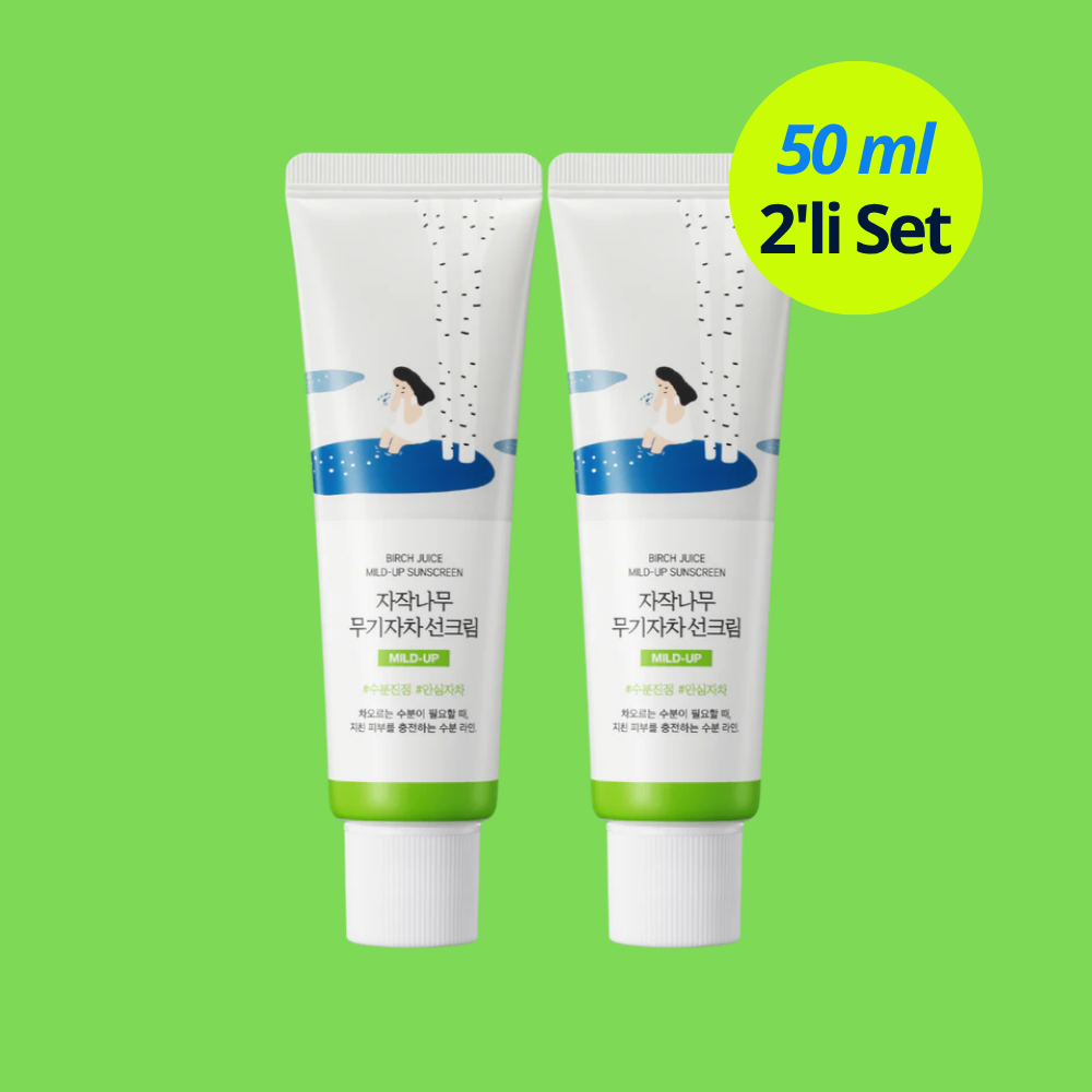 ROUND LAB, Birch Moisturizing Mild-Up Sunscreen SPF 50+ 2'li Set