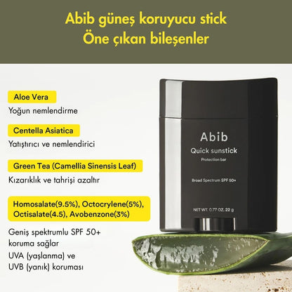 Abib, Quick Sun Stick Protection Bar OTC - USA Versiyonu (Güneş Koruyucu Stick, hızlı uygulama) 22g